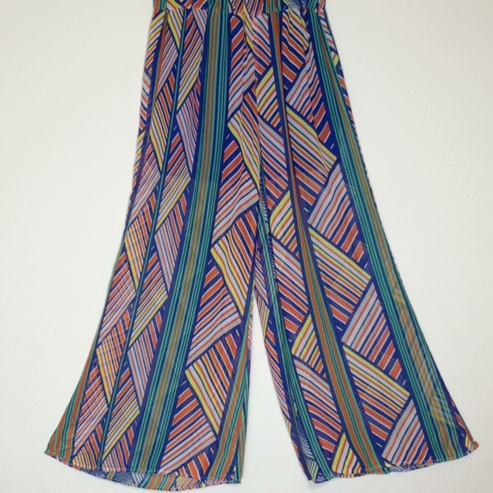 Vibrant Colored Sheer Palazzo Pants w/Undershorts